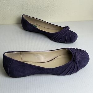 Purple Suede Ballet Flats with Ruched Toe Size 13
